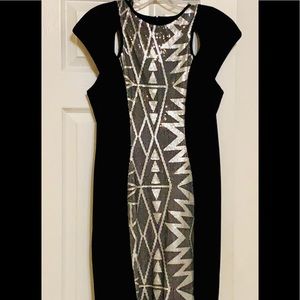 Black dress with silver and black sequence! Size 8